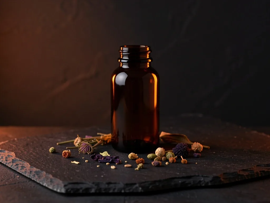 Nutritional ingredients in dark amber bottle